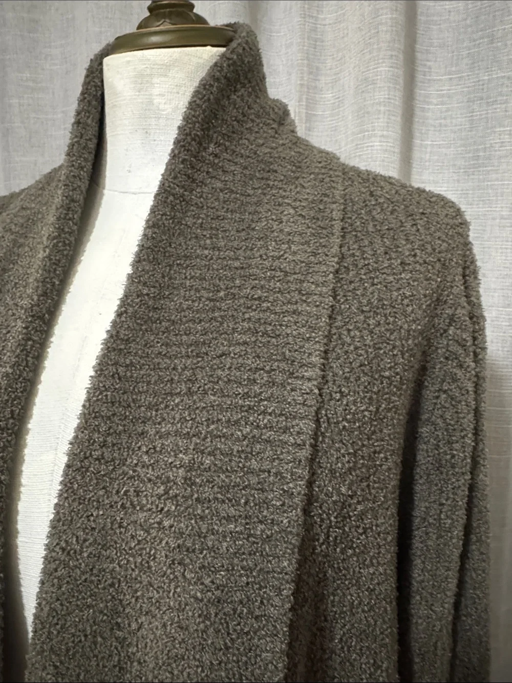 Barefoot Dreams-Sz L-Cozy Chic Lite Wrap Sweater-Open Front-Gray-EUC